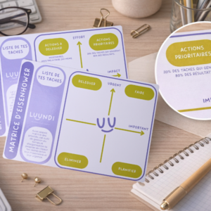 Cartes d’organisation du travail – Eisenhower | Pareto | Pomodoro | SMART